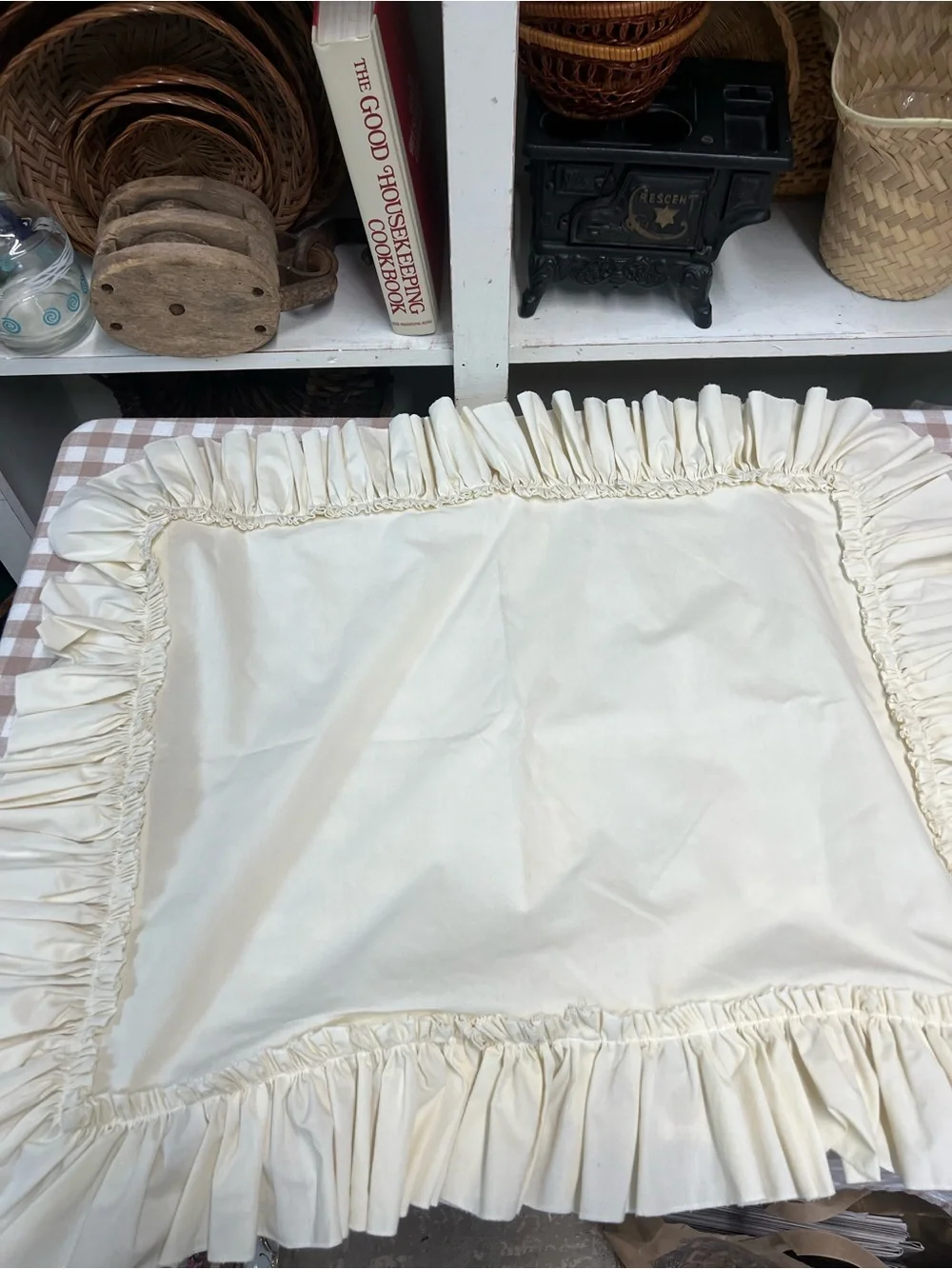 Ruffle pillow shams cream color granny core bedding decor country cottage